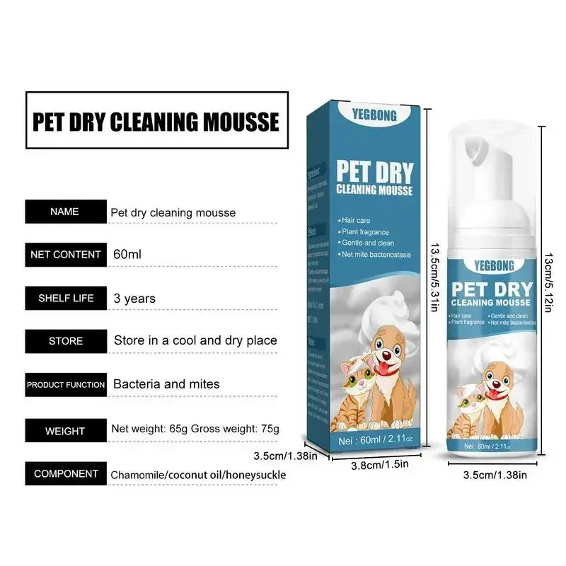 YEGBONG Champú en espuma sin agua para perros y gatos – limpieza rápida sin baño