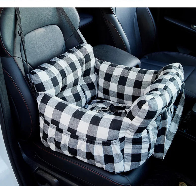 Asiento de Coche para Perros Pequeños con Cinturón de Seguridad y Base Antideslizante