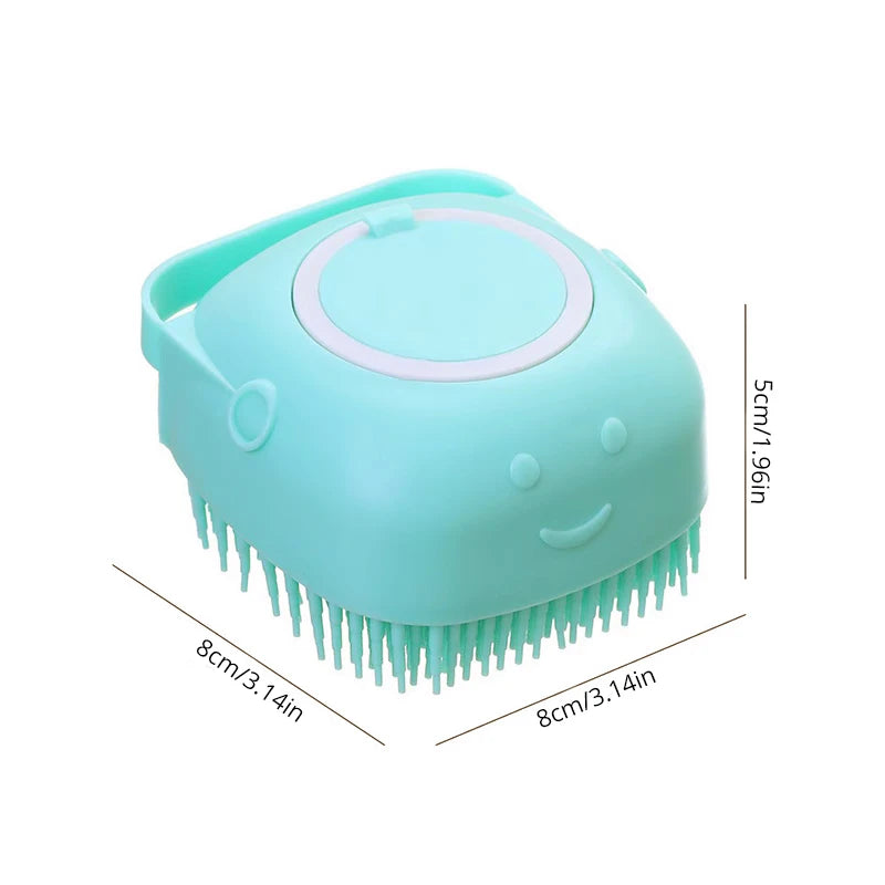 Cepillo de Baño de Silicona para Perros y Gatos con Dispensador de Champú