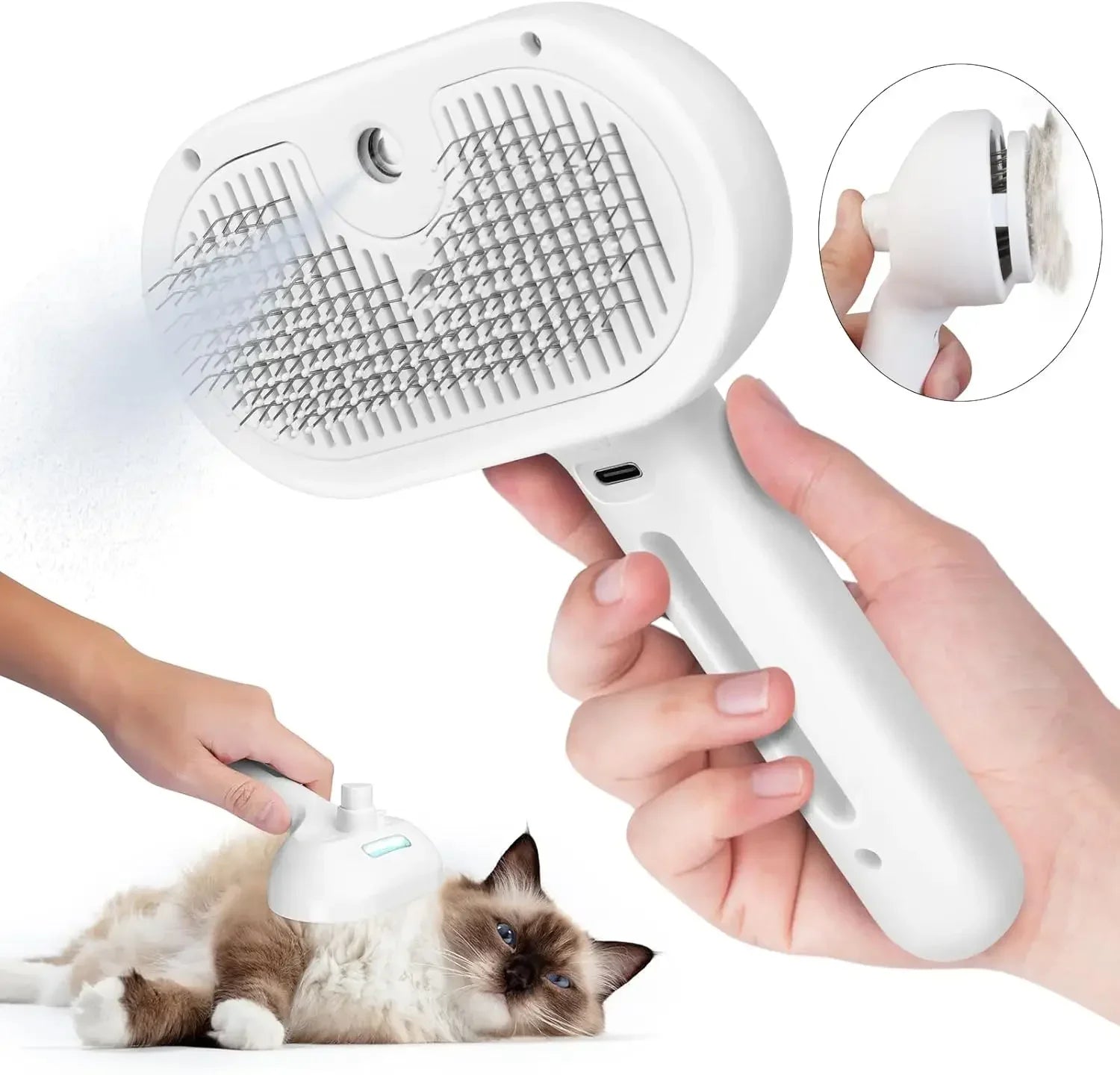 Cepillo Vaporizador 3 en 1 para Perros y Gatos