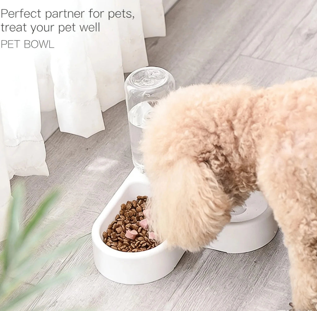 Comedero Doble para Perros y Gatos con Bebedero Automático 2 en 1