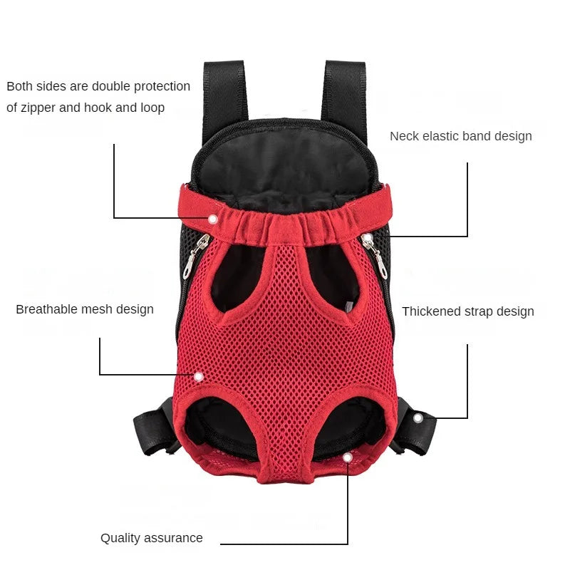 Mochila Transportín Frontal para Perros y Gatos Pequeños Transpirable y Ajustable