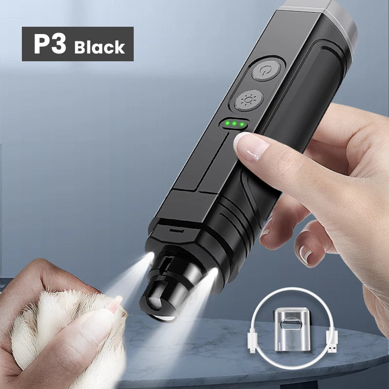 ROJECO P3 Lima eléctrica para uñas de perros y gatos recargable con doble luz LED