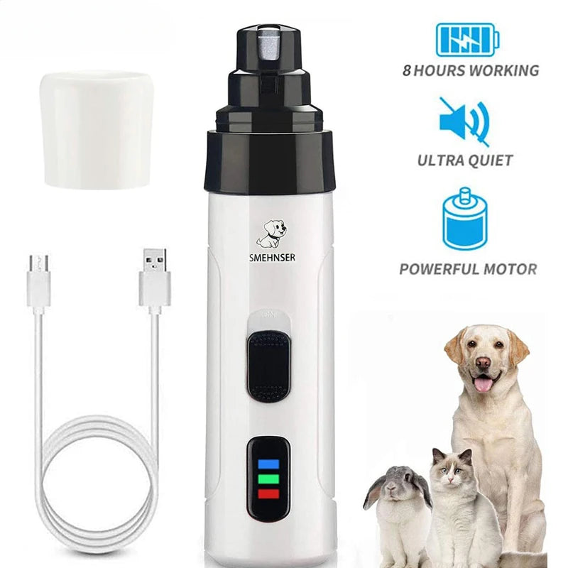 Lima eléctrica para uñas de perros y gatos recargable USB silenciosa y sin dolor