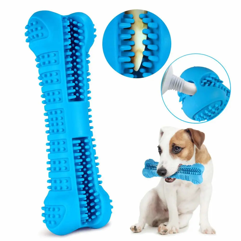 Cepillo dental de silicona limpia dientes con dispensador de pasta para perros