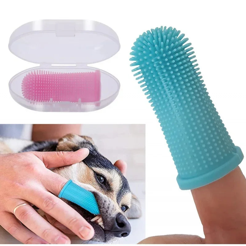 Cepillo de Dientes para Perros y Gatos de Silicona Suave Limpieza Dental 360° Higiene Bucal