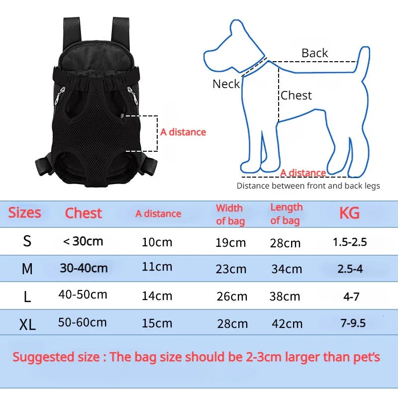 Mochila Transportín Frontal para Perros y Gatos Pequeños Transpirable y Ajustable