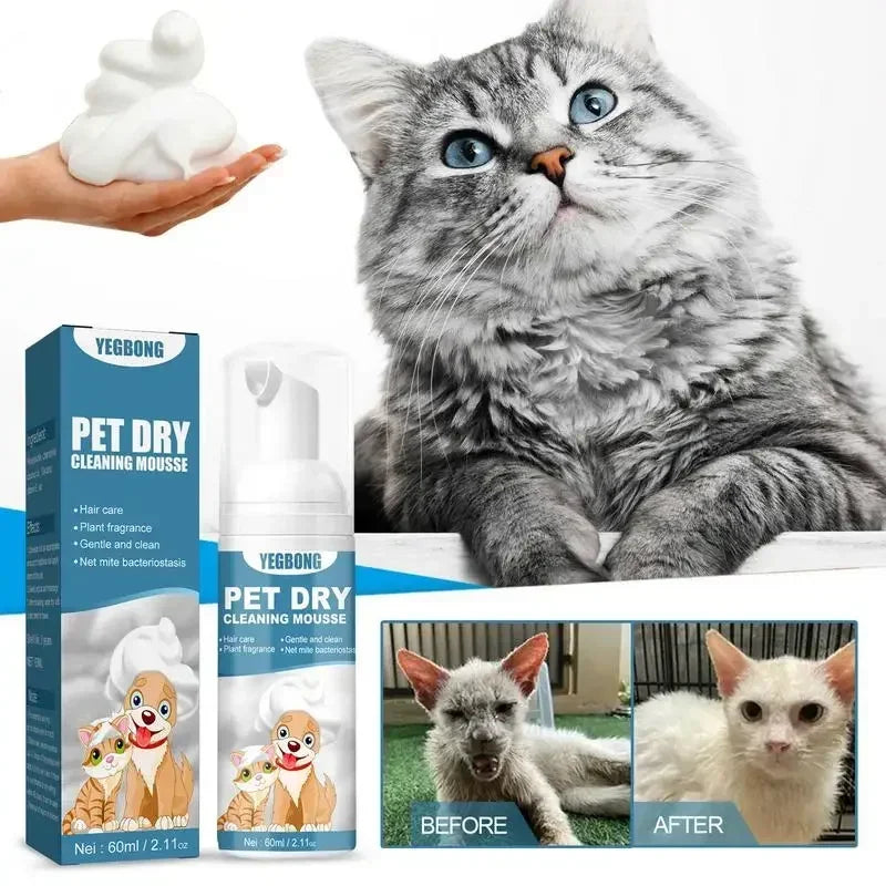 YEGBONG Champú en espuma sin agua para perros y gatos – limpieza rápida sin baño