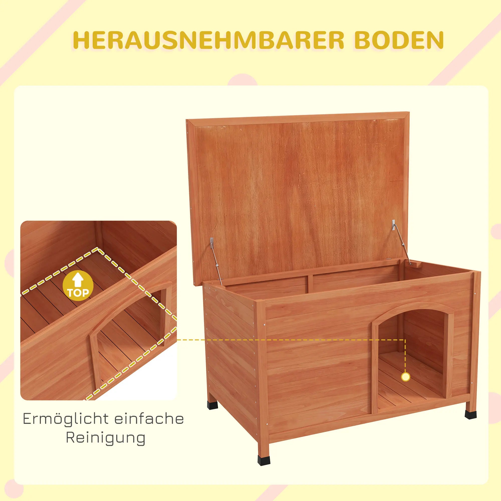 PawHut Caseta de madera para perros grandes con techo abatible