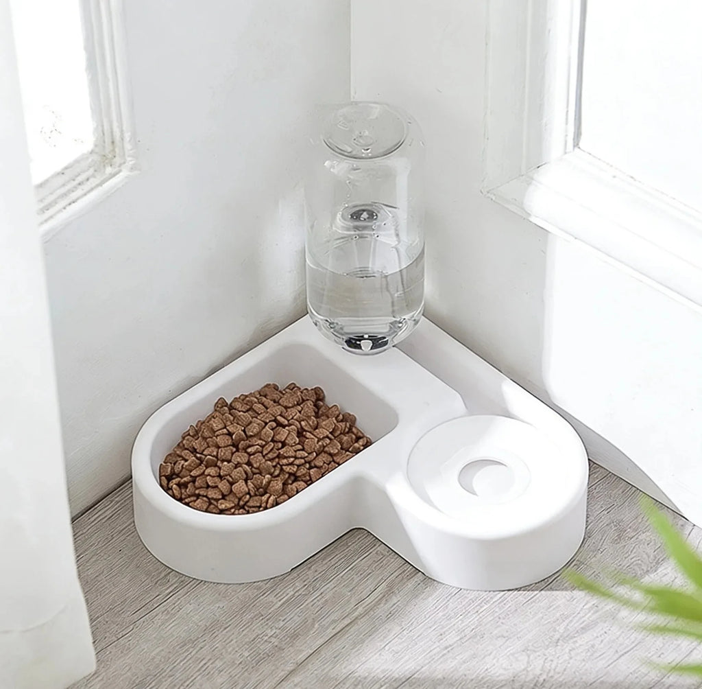 Comedero Doble para Perros y Gatos con Bebedero Automático 2 en 1