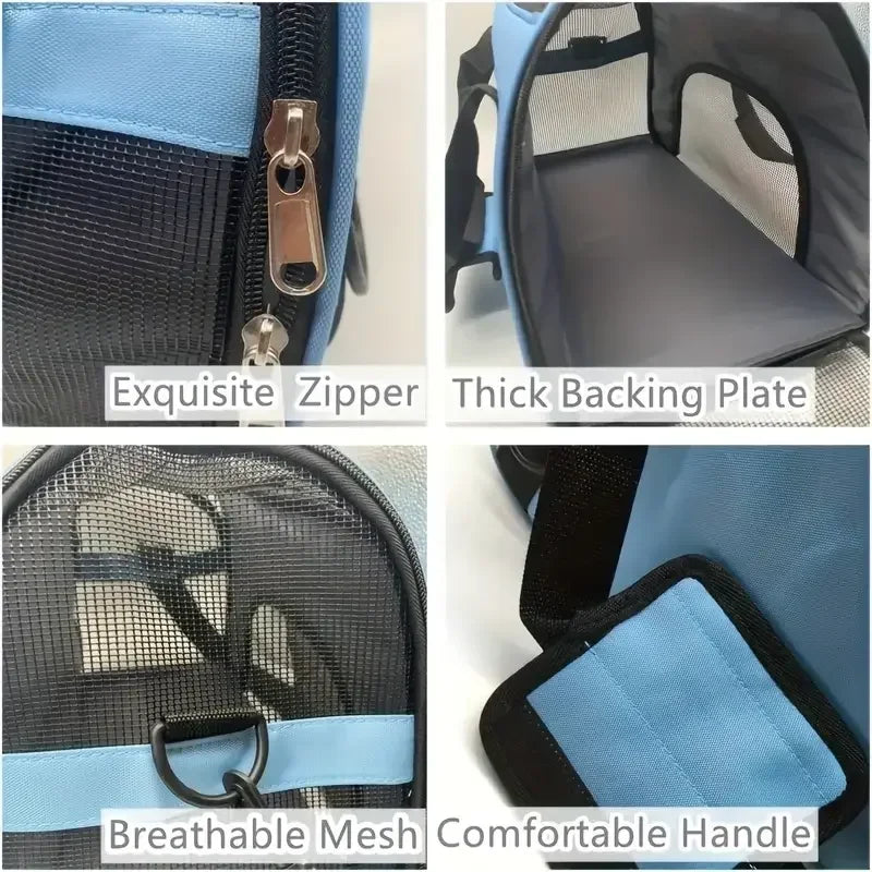 Transportín Plegable para Perros y Gatos con Malla Transpirable