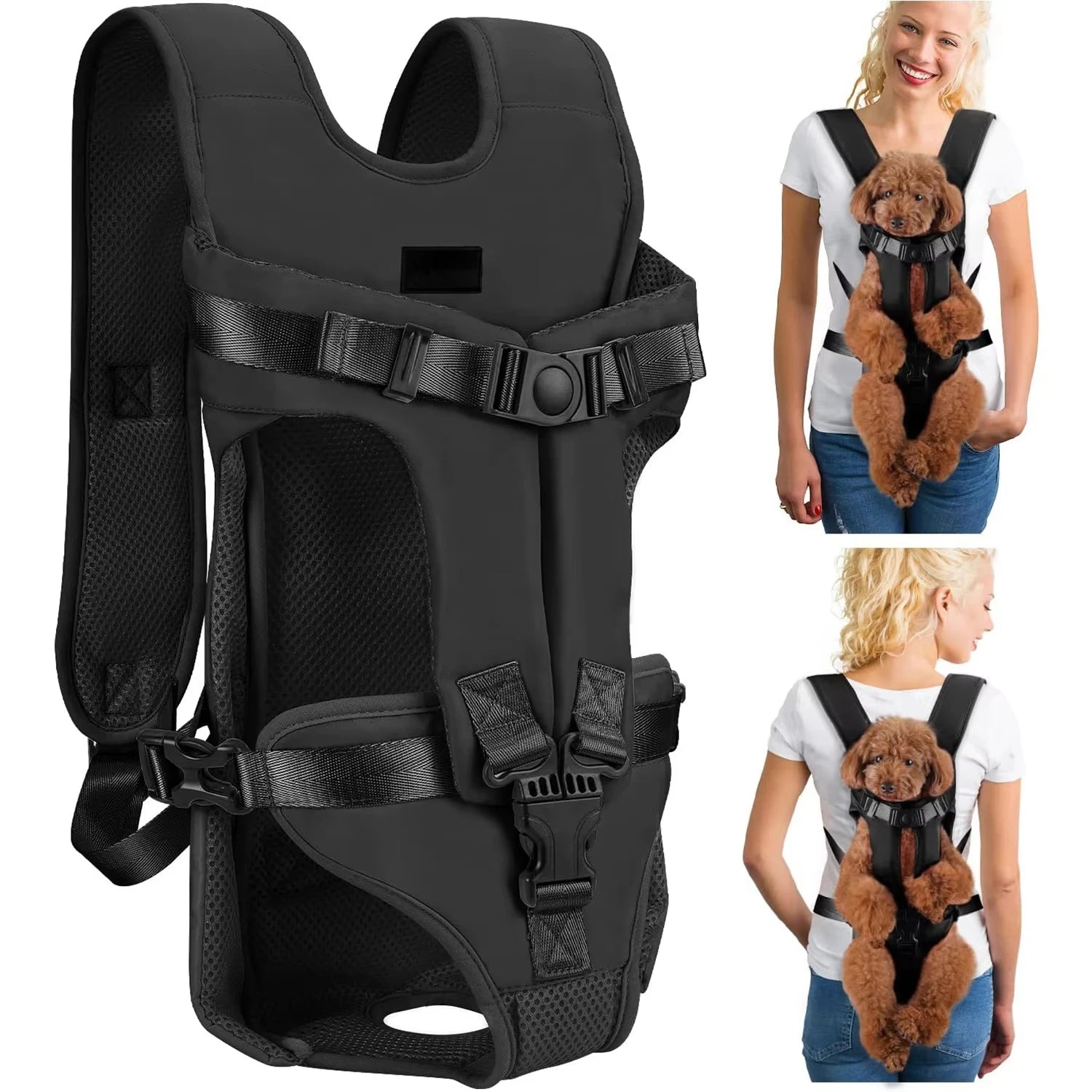 Mochila Transportín para Perros Pequeños y Medianos Ajustable y Transpirable
