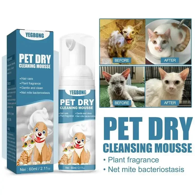 YEGBONG Champú en espuma sin agua para perros y gatos – limpieza rápida sin baño