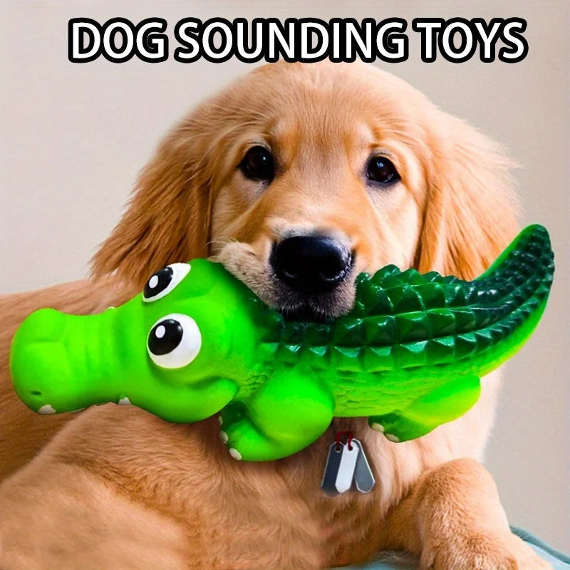 Juguete Cocodrilo para Perros de Goma Resistente con Sonido