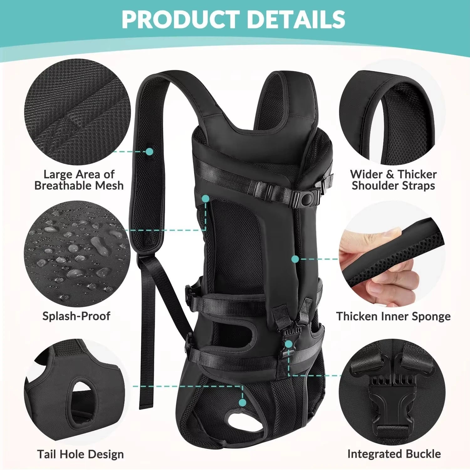 Mochila Transportín para Perros Pequeños y Medianos Ajustable y Transpirable