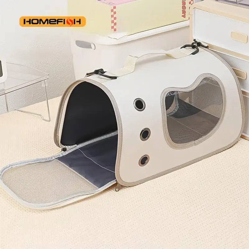 Transportín Plegable para Perros y Gatos Pequeños Transpirable y Portátil