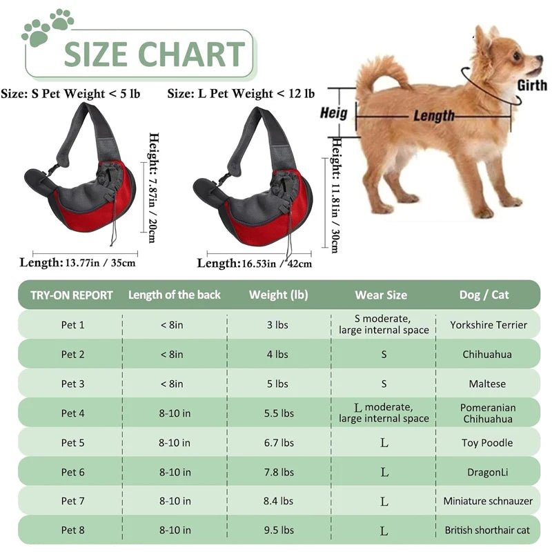 Bolso Transportín Bandolera para Perros y Gatos Pequeños Transpirable y Ajustable