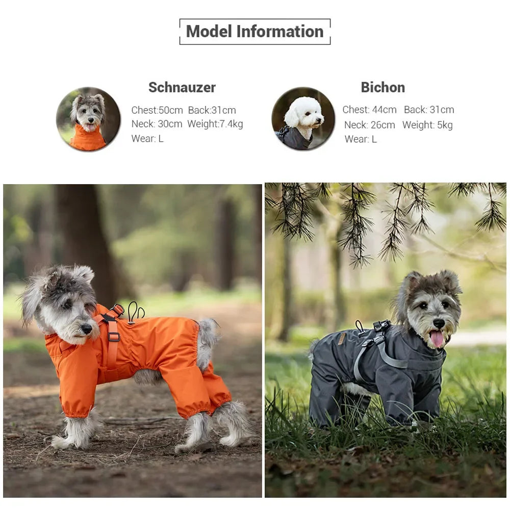 Impermeable para Perros con Arnés Integrado y Bandas Reflectantes