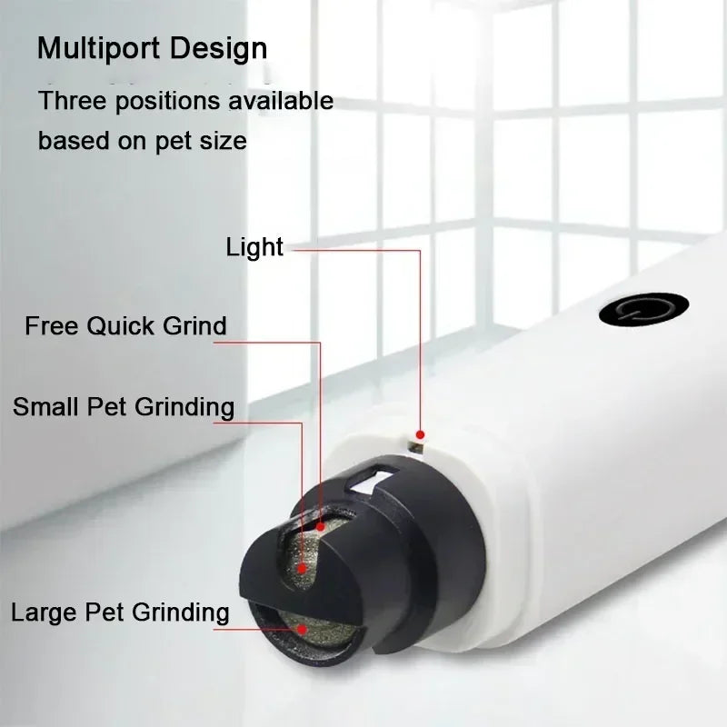 Lima eléctrica para uñas de perros y gatos recargable con luz LED silenciosa