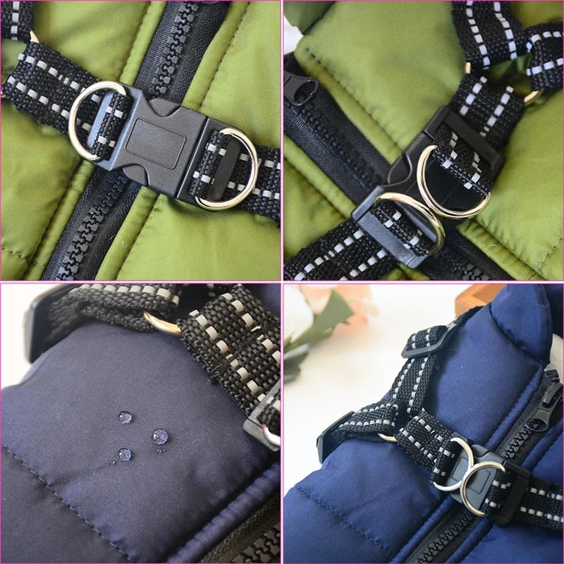 Abrigo Impermeable para Perros con Arnés Integrado para Invierno
