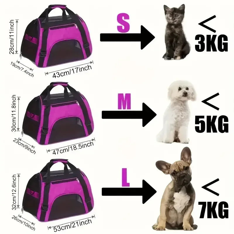 Transportín Plegable para Perros y Gatos con Malla Transpirable