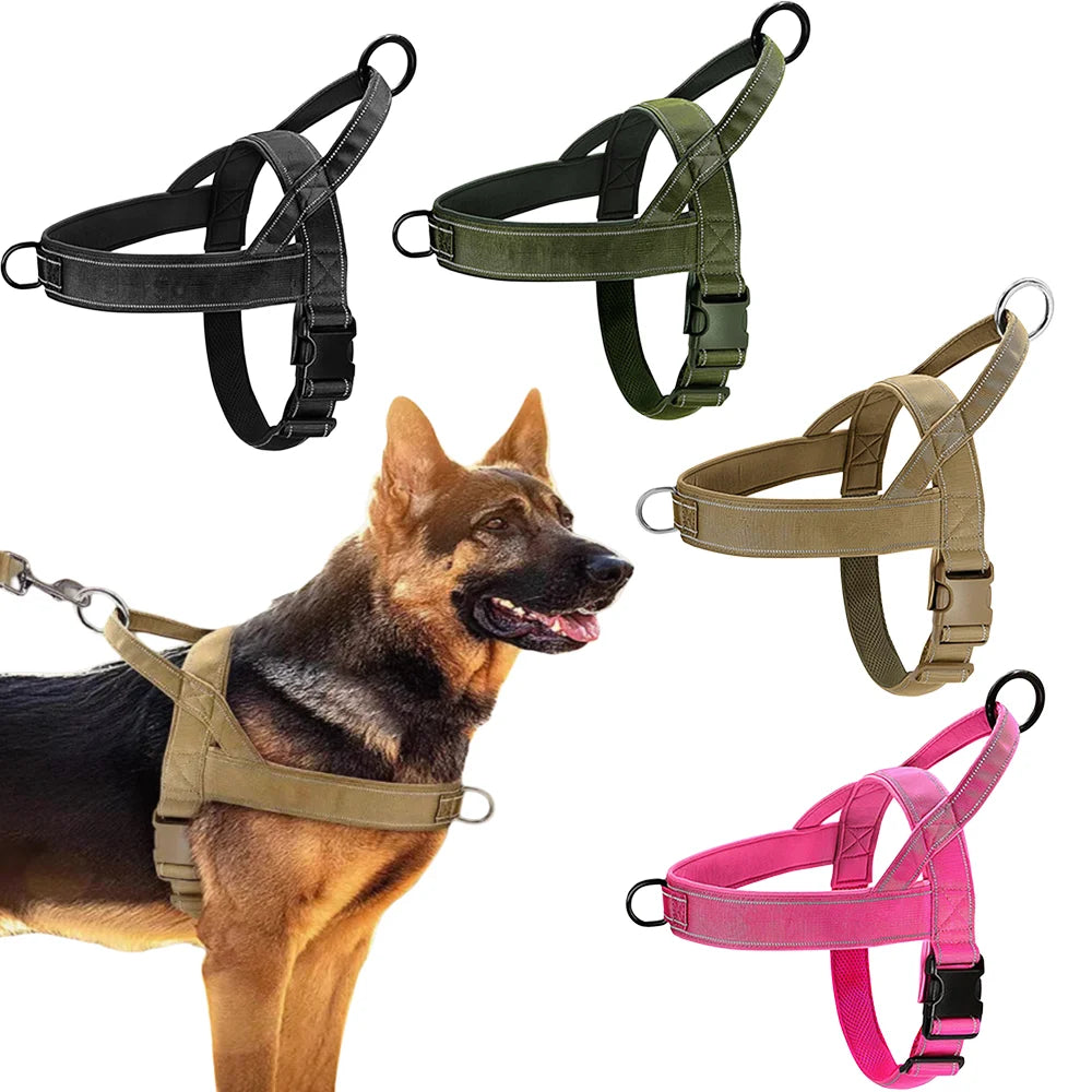 Arnés Táctico Antitirones para Perros Grandes Ajustable Reflectante y Resistente