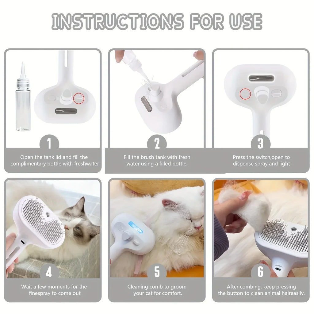 Cepillo Vaporizador 3 en 1 para Perros y Gatos