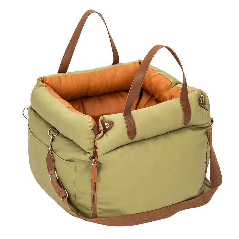 Asiento de Coche para Perros Pequeños con Cinturón de Seguridad y Base Antideslizante