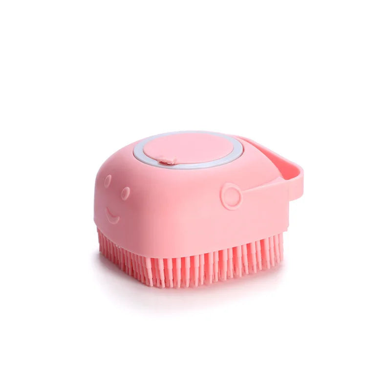 Cepillo de Baño de Silicona para Perros y Gatos con Dispensador de Champú