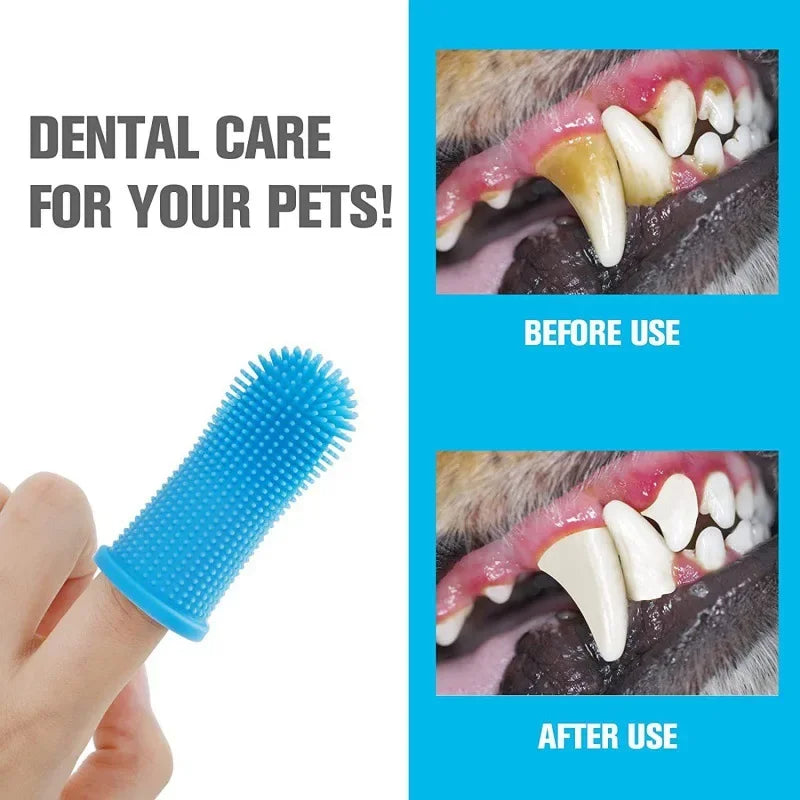 Cepillo de Dientes para Perros y Gatos de Silicona Suave Limpieza Dental 360° Higiene Bucal