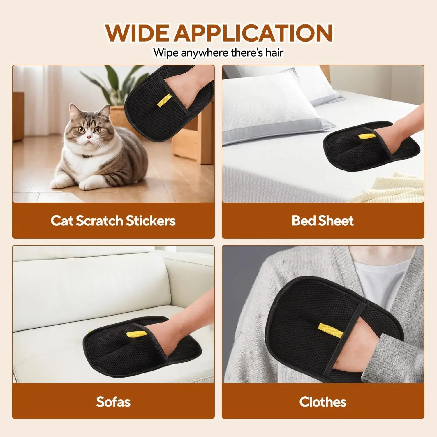 Guante Quitapelos Reutilizable para Perros y Gatos de Doble Cara