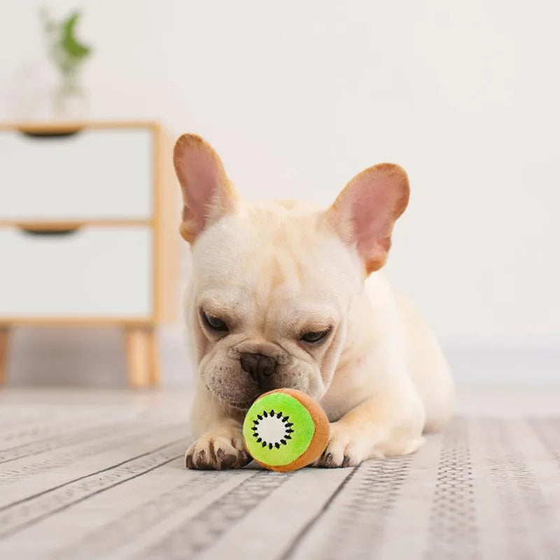 Peluche para Perros con Sonido Mordedor Antiestrés de Frutas
